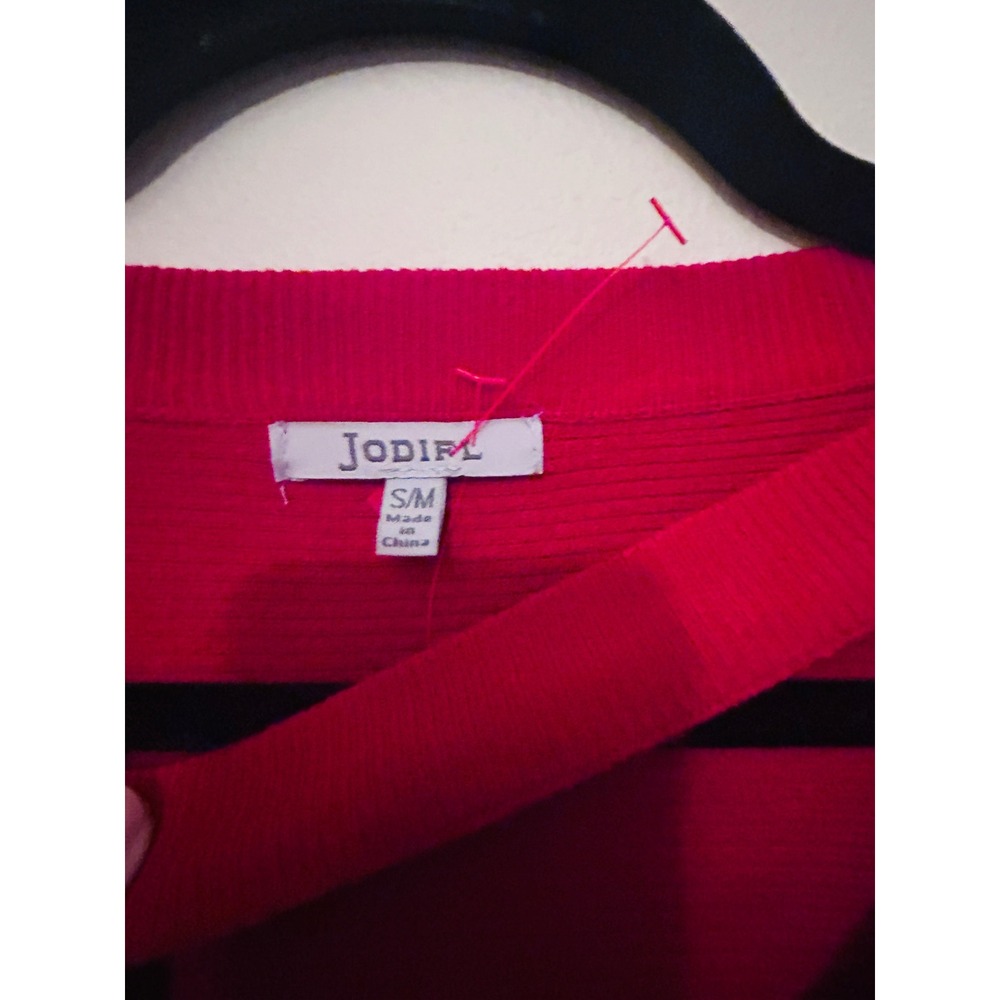 Jodifl Sweater Womens S/M Red Like New Choker V-Neck Oversized Ribbed Knit - Picture 5 of 11